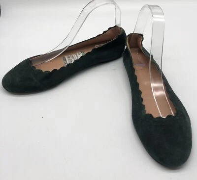 Sapatilhas de balé Gabriella verde camurça acabamento recortado tamanho 7,5M - Imagem 1 de 4