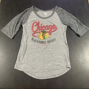Chicago Blackhawks Hockey 3/4 Arm Damen Shirt grau Large Reebok weich Freizeit - Bild 1 von 7