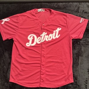 Detroit Tigers Breast Cancer Awareness Jersey Adult XL SGA Karmanos Cancer Inst. - Picture 1 of 8