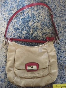 Coach Kristin Signature grande hobo marrone jacquard pelle rosa J 1282 19335 ottime condizioni - Foto 1 di 18