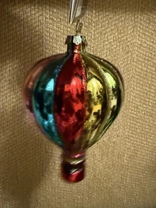 Robert Stanley Heißluftballon Glas Holiday Weihnachtsschmuck NEU glitzernd - Bild 1 von 4