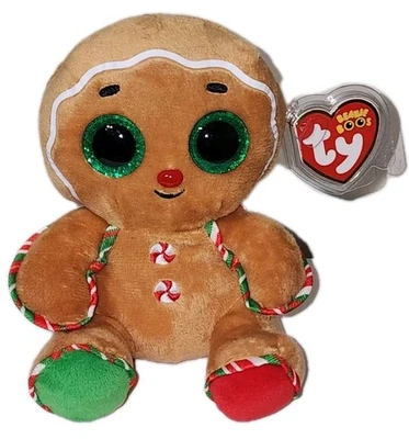 Ty Beanie Boos 2025 SNAPS the Christmas Holiday Gingerbread Man 6" NEW Plush Toy - Image 1 of 4