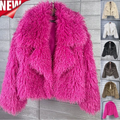 Mujeres Corto Peludo Solapa Grande Abrigo Invierno Cálido Chaqueta Esponjoso Cárdigan Prendas de abrigo Nuevo Foto 1 de 4