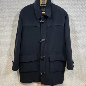 Jos A Bank Men’s Navy Blue Wool Blend Long Pea Coat Size XL - Picture 1 of 14