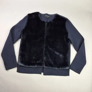 Banana Republic Strickjacke Pullover mit Kunstfell vorne dunkelblau Damen Größe M - Bild 1 von 9