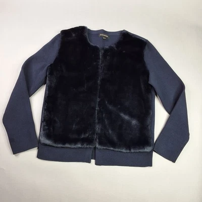 Cárdigan suéter Banana Republic frontal de piel sintética azul marino para mujer talla M Foto 1 de 4
