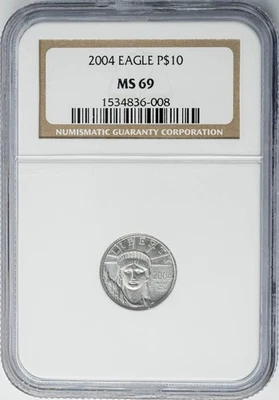 2004 $10 Statue Of Liberty Platinum Eagle MS69 NGC 950752-17 - Image 1 of 3