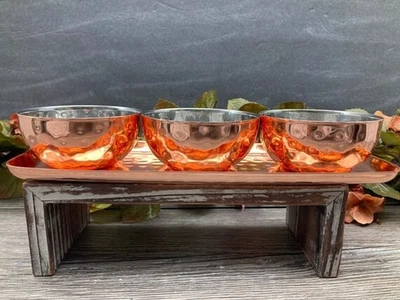 GODINGER SET OF THREE COPPER BOWLS WITH 10.5" TRAY New - Image 1 of 3
