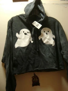 NWT HALLOWEEN CITY GHOST CROPPED PULLOVER HOODIE S sz - Picture 1 of 2