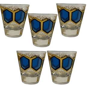 Vintage Washington Pasinski, Blue Hexagon Set 5 Schnapsgläser 1940’s-50’s - Bild 1 von 4