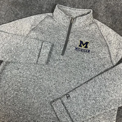 Men's Michigan Wolverines Champion 1/4 Zip Pullover Gray Logo Sweater Size L - Image 1 of 4