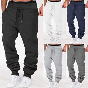 Men Fall Winter High Wasit Jogger Pants Loose Sports Running Trousers Sweatpants - Picture 1 of 30