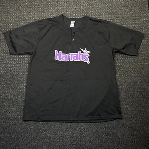 Vintage Harrah’s Casino Baseball Jersey Black Purple 1 Augusta Sportswear 2XL - Picture 1 of 7