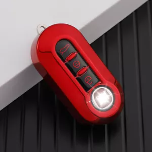 Car Key Case Cover Shell Red For Fiat Peugeot 500 500L Ducato Punto Doblo Abarth - Picture 1 of 6