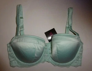 Nuevo con etiquetas Sujetador La Senza 32F 34E 34F 36F Verde Menta Satinado Encaje Estampado Manchado  - Imagen 1 de 5