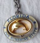VINTAGE Old Metal Keyring Souvenir Florida USA Dolphin Spinner America