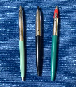 Lote 3 Bolígrafos Vintage Paper Mate Doble Corazón Rojo Verde Claro Negro 15B - Imagen 1 de 2