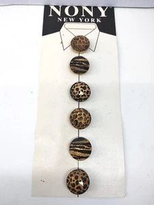 Vintage NONY New York Button Covers Set-6 ANIMAL STYLE PRINT - Picture 1 of 5