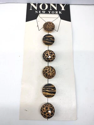 Vintage NONY New York Button Covers Set-6  ANIMAL STYLE PRINT - Image 1 of 4