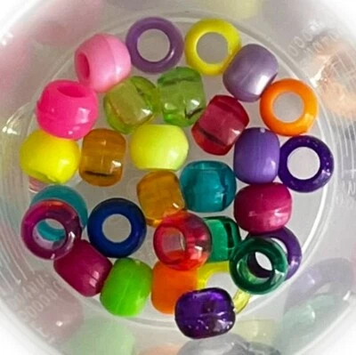 30 Mixed Colour 8x6mm Pony Beads Large Hole 4mm - Image 1 of 2