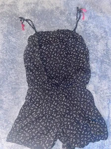 Gap Kids Xl Black Sleeveless Romper With Pink Ties - Picture 1 of 4