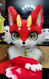 Fursuit Husky Fox Mascot (head + PAWS) Halloween Party Fur Cosplay 55# - Picture 1 of 17