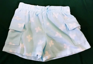 365 KIDS GARANIMALS Girl sz 10 Blue Butterfly Floral Shorts 2 Pocket Bow Front - Picture 1 of 2