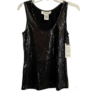 Camiseta sin mangas BB Dakota lentejuelas negra talla XS glam minimalista Steve Madden - Imagen 1 de 7