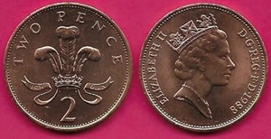 GREAT BRITAIN 2 PENCE 1988 UNC (NONE MAGNETIC) WELSH PLUMES AND CROWN,ELIZABETH  - Picture 1 of 1