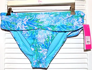 LILLY PULITZER Lagoon Sarong Bikinihose "STRONG CURRENT SEA" Größe 14 Neu mit Etikett - Bild 1 von 4