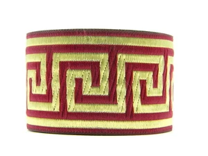 10m Jacquard Trim Greek Key Meander 50mm Bordeaux/Gold - Picture 1 of 1