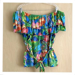 RALPH LAUREN Floral Jersey Off-the-Shoulder Top Size XL $125.00 - Picture 1 of 8