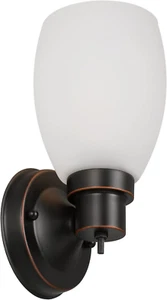 Lydia Wall Sconce, Oil Rubbed Bronze Finish, Frosted Glass Shade, Dimmable with - Picture 1 of 12