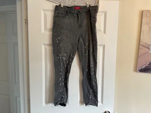 GUESS DAMEN GRAU SPLASH PAINT DESIGN STRETCH JEANS GRÖSSE W 34" - Bild 1 von 5