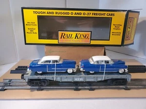 MTH Rail King Lines Semi Scale Flat Car w/ Ertl '52 Cadillacs RK-7607L w/OB - Bild 1 von 24
