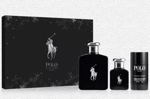Ralph Lauren Polo Black 4.2oz Eau De Toilette,Deodorant Stick and Travel Spr Set - Picture 1 of 1