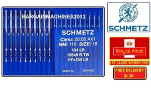 SCHMETZ NEEDLES FOR SEWING MACHINE  PFX134LR 135X8 RTW 134LR NM:110SIZE:18 - Picture 1 of 5
