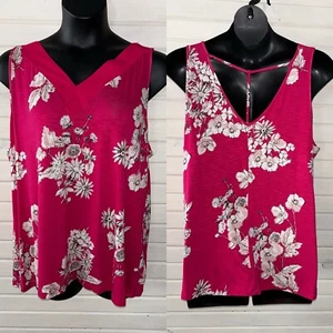 Jersey tejido Maurices talla PLUS 2X rosa caliente floral doble V usado en excelente estado - Imagen 1 de 12