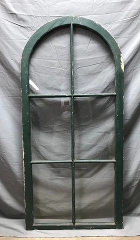 Antique 6 Lite Arched Dome Top 29x60 Shabby Green Window Sash Old Chic 1707-22B Cover