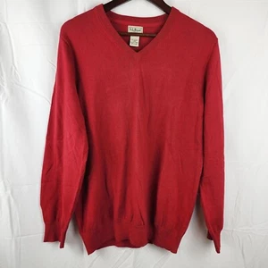 VTG LL Bean Sweater Burgundy Cashmere Blend V Neck Pullover Mens L Preppy Flaw - Picture 1 of 7