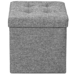 Tabouret Cube Pouf Rangement Rembourré Pliable 38 x 38 x 38 cm Gris Chiné - Bild 1 von 5