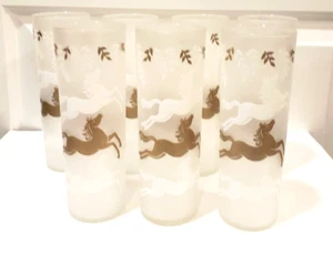 Vintage Libbey Cavalcade Horses Frosted Tom Collins Glasses 7 - Bild 1 von 9