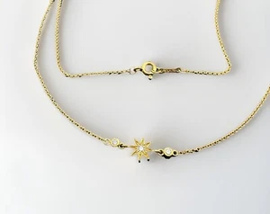 18K Yellow Gold Perfectina Star Necklace 16in 7.35mm Star 1.07mm Chain 750 2.8G - Picture 1 of 8