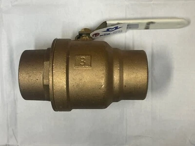 3" Solder Lead-Free Bronze Std. Port Ball Valve 150 WSP 600 WOG, MADE IN USA - Image 1 of 4