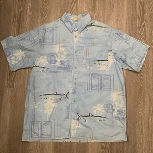 Columbia PFG Fish & Palm Trees Print River Lodge Shirt Men's Size Large - Picture 1 of 4