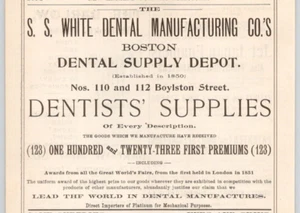 1902 S.S. White Dental Supplies BOSTON Dental Supply Depot Print Ad 3,75 x 4,75" - Bild 1 von 2