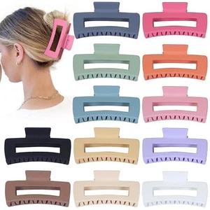 4.1 Inch Jumbo Hair Clips - 12 Pcs Colorful Square Jaw Clips for Thick Hair W... - Picture 1 of 7