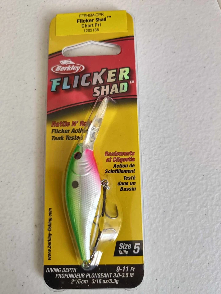 Sábalo parpadeante - sonajero y rollo. Perla Chartreuse tamaño 5: 2 pulgadas, 3/16 oz Foto 1 de 1