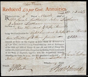Mar 4, 1808 Colonial George II & III Bank Of England 550£ Annuity Well Embossed - Picture 1 of 2