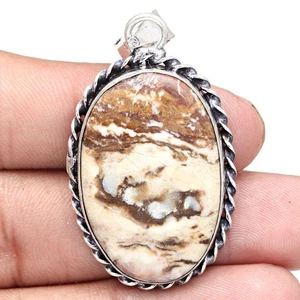 Pendant Designer Jasper Gemstone Mother'Day Gift Silver Jewelry 2" - Picture 1 of 7